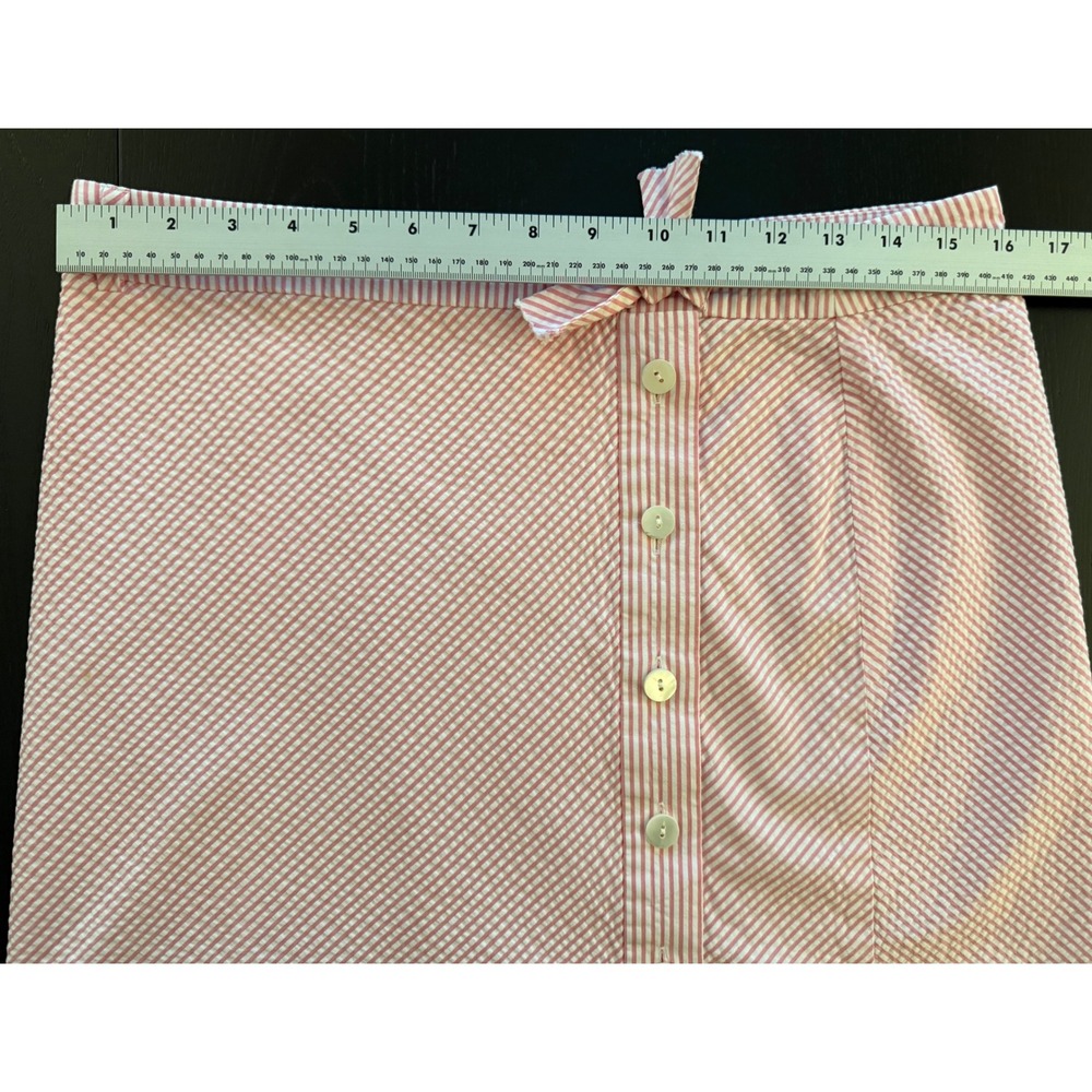Vineyard Vines Seersucker Skirt Womens 6 Pink/ White Cotton Button-Up Mini - Picture 6 of 10